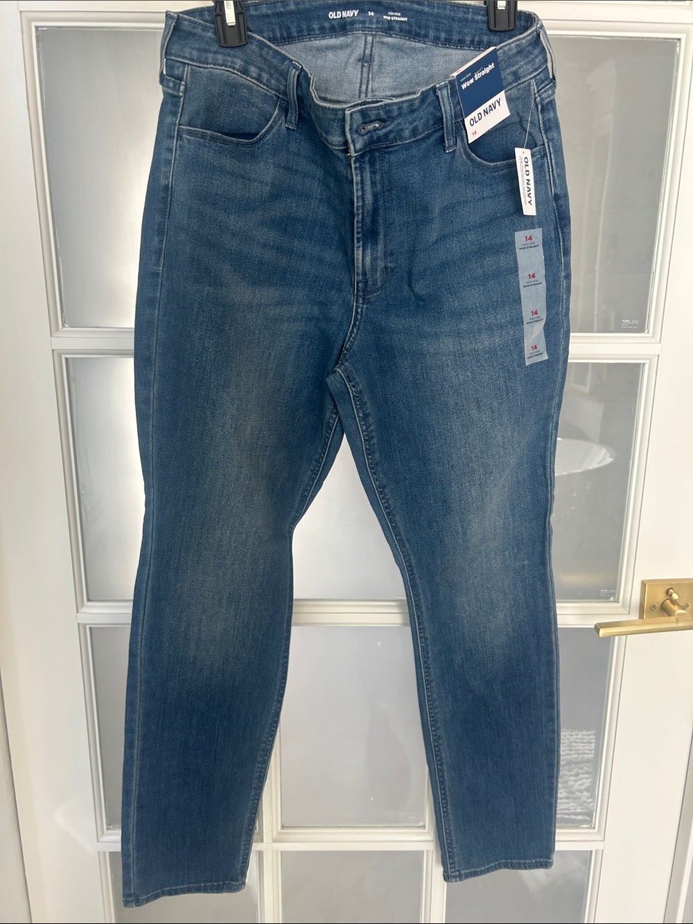 Old Navy Women's Medium Blue High Rise Straight Jeans